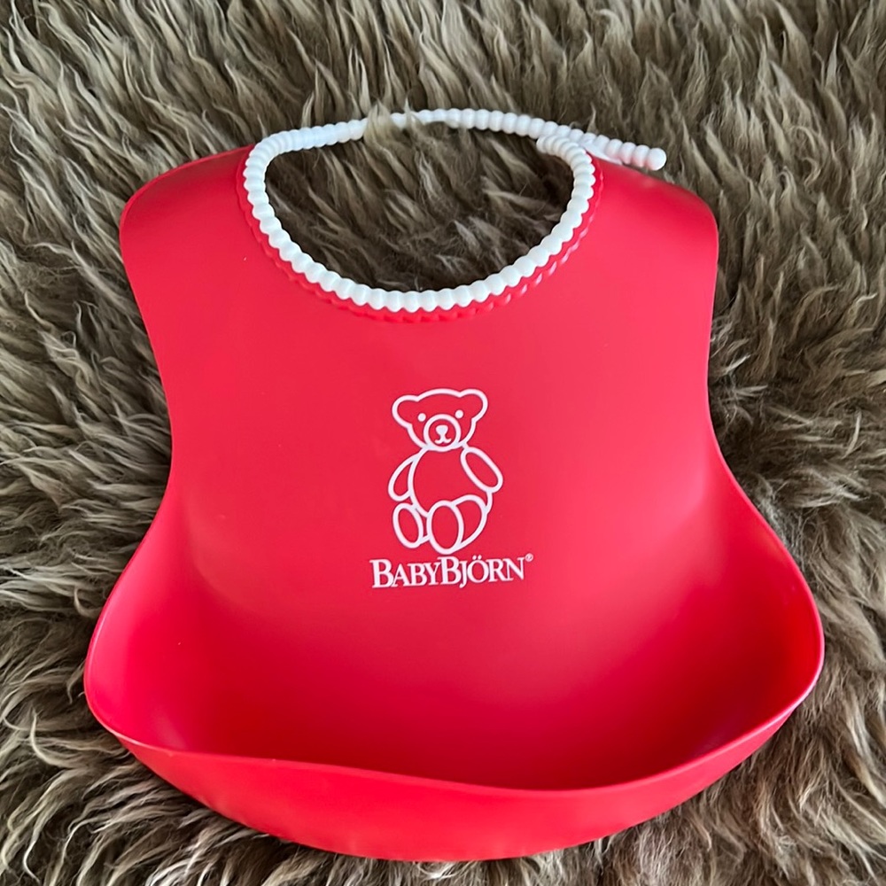 Red Baby bjorn baby bib